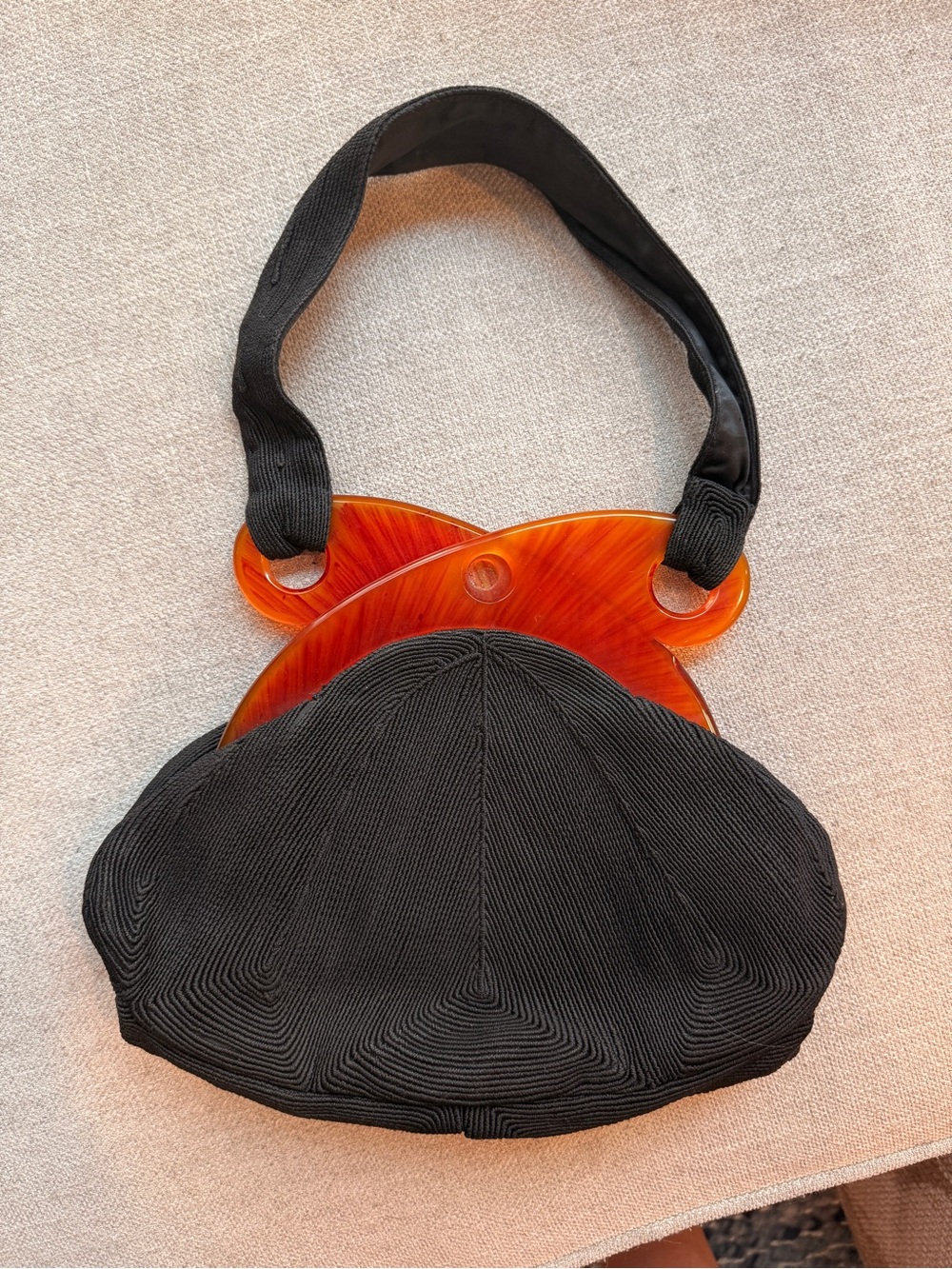 Vintage 1940s Amber Catalin Corde Handbag
